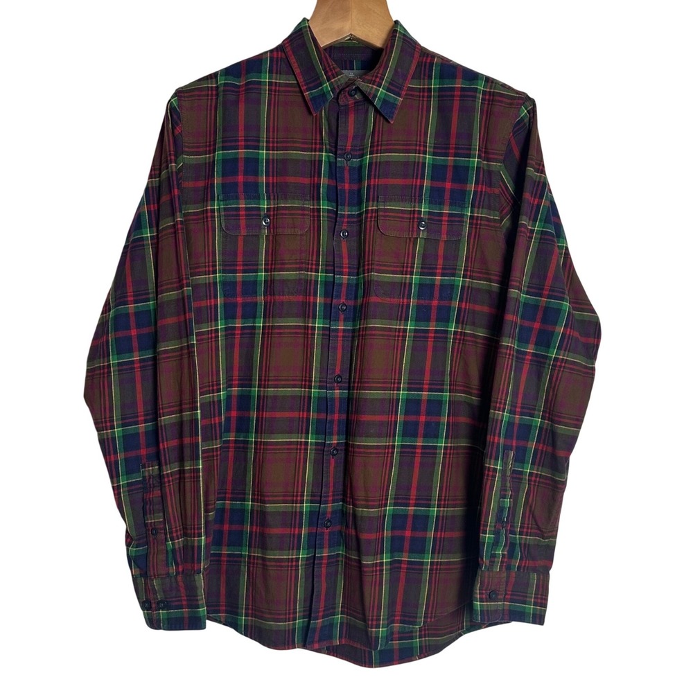 LL Bean Signature Slim Fit Plaid Flannel Shirt Button Up Mens Medium Tall 283946